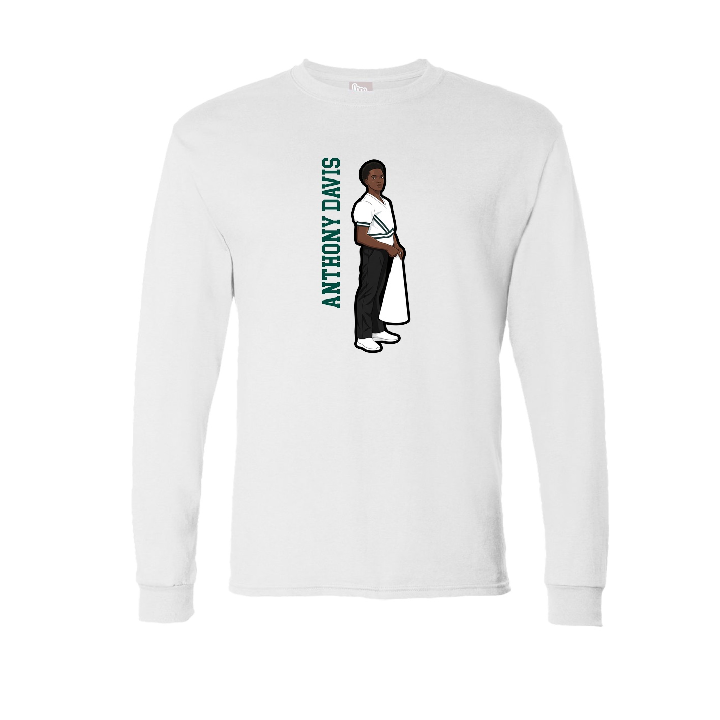 Long Sleeve Tee — Name Vertical in White