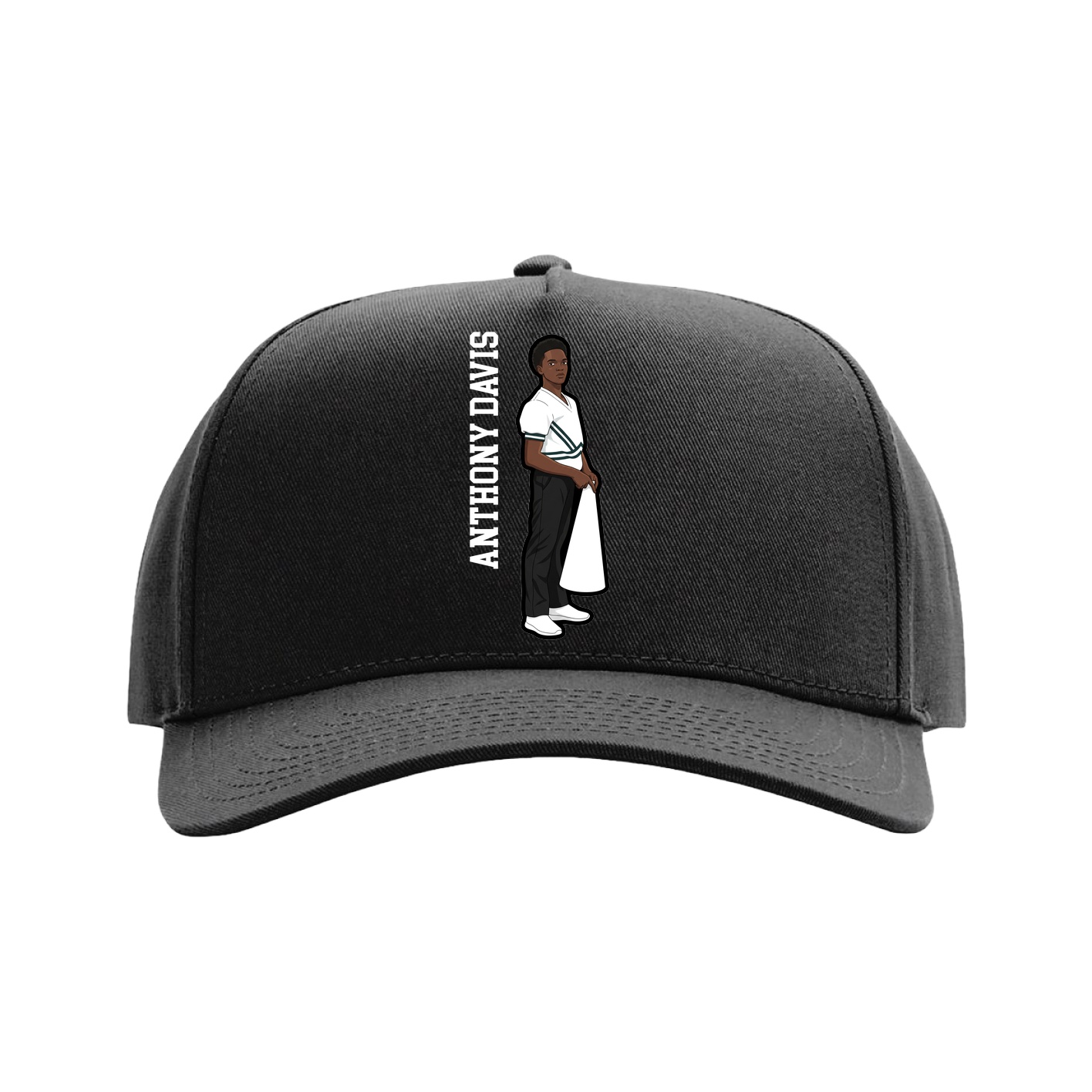Full Fabric Five-Panel Champ Cap — Name Vertical in Black