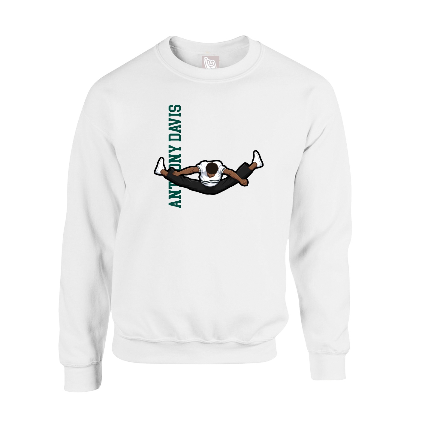 Fleece Crew — Name Vertical in White
