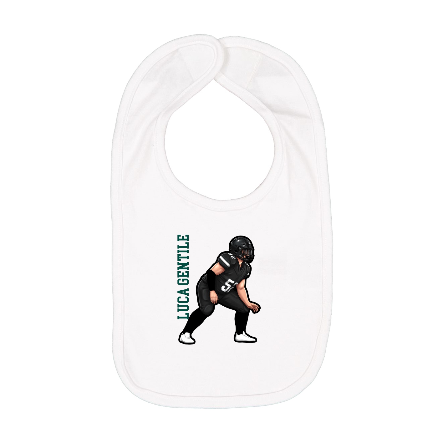 Infant Bib — Name Vertical in White