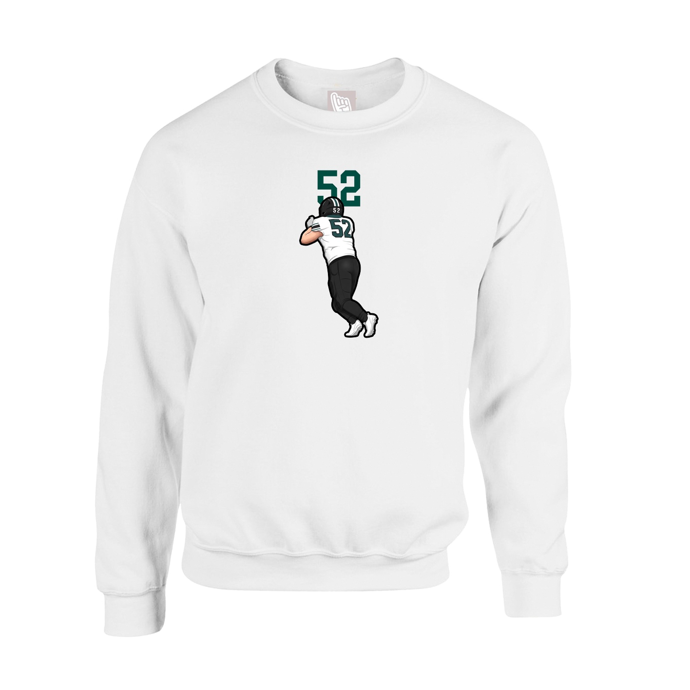 Fleece Crew — Number Top in White