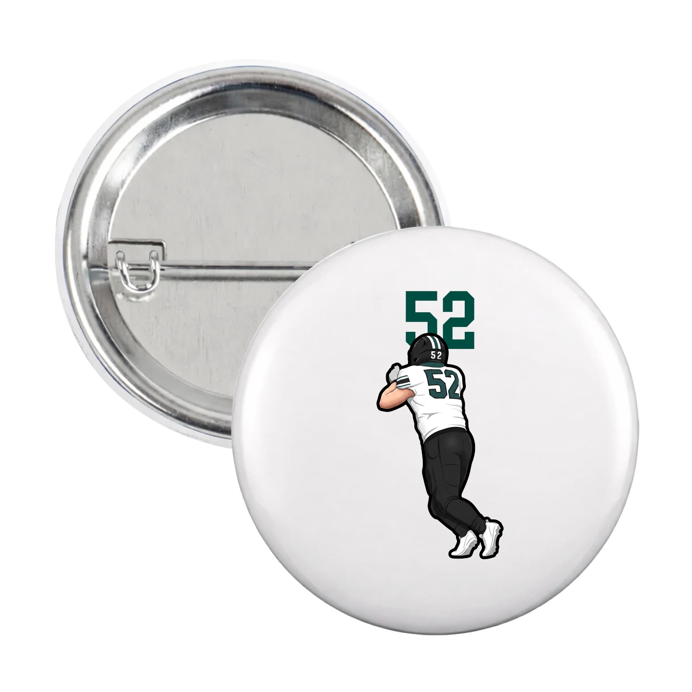 Game Day Button — Number Top in White