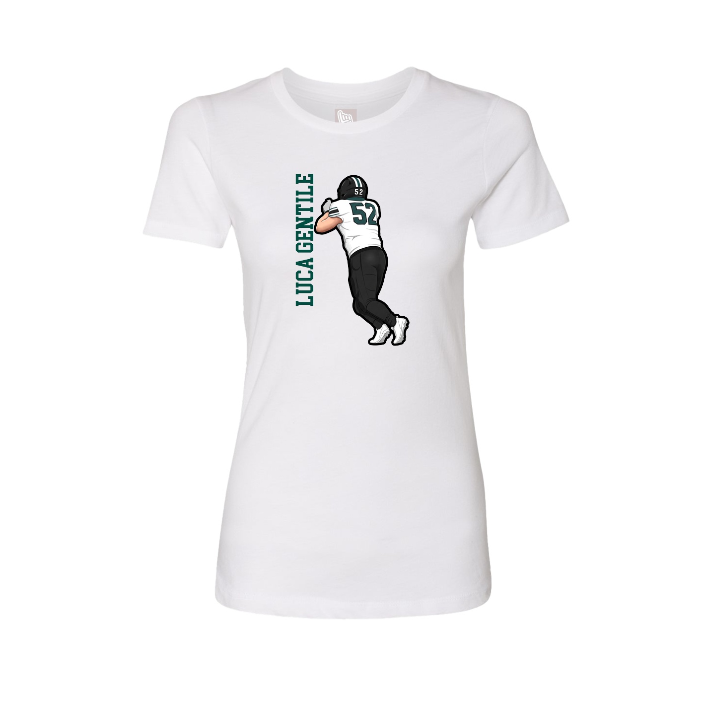 Womens Tee — Name Vertical in White
