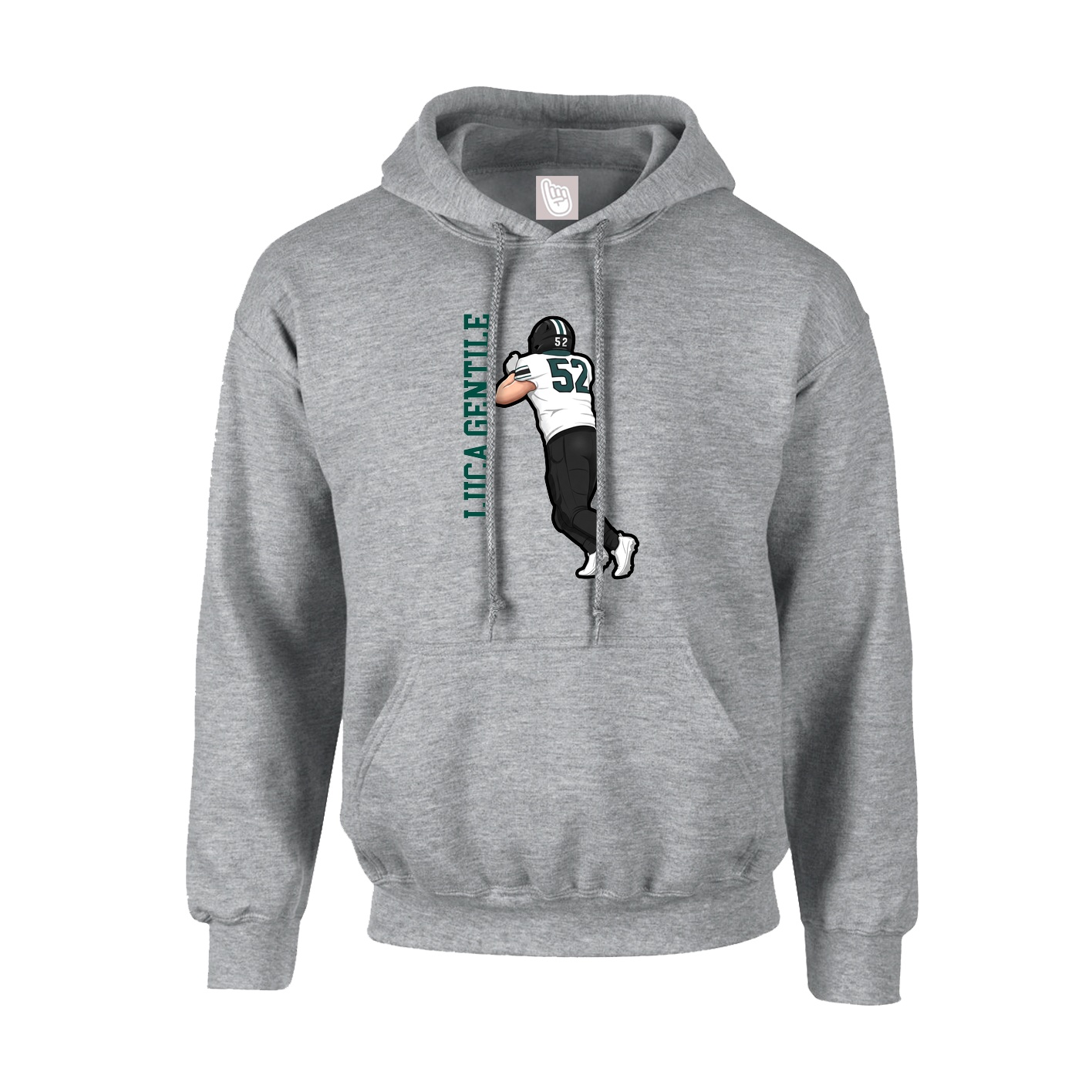 Hoodie — Name Vertical in Grey