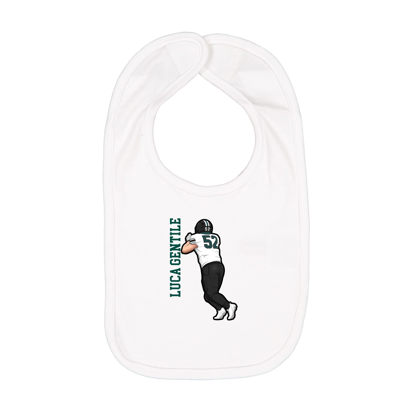 Infant Bib — Name Vertical in White