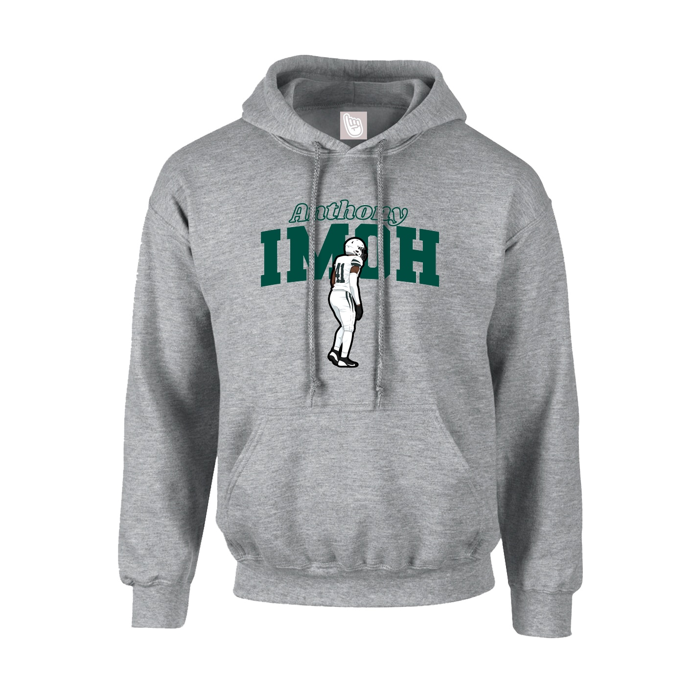 Youth Hoodie — Name Arch in Grey