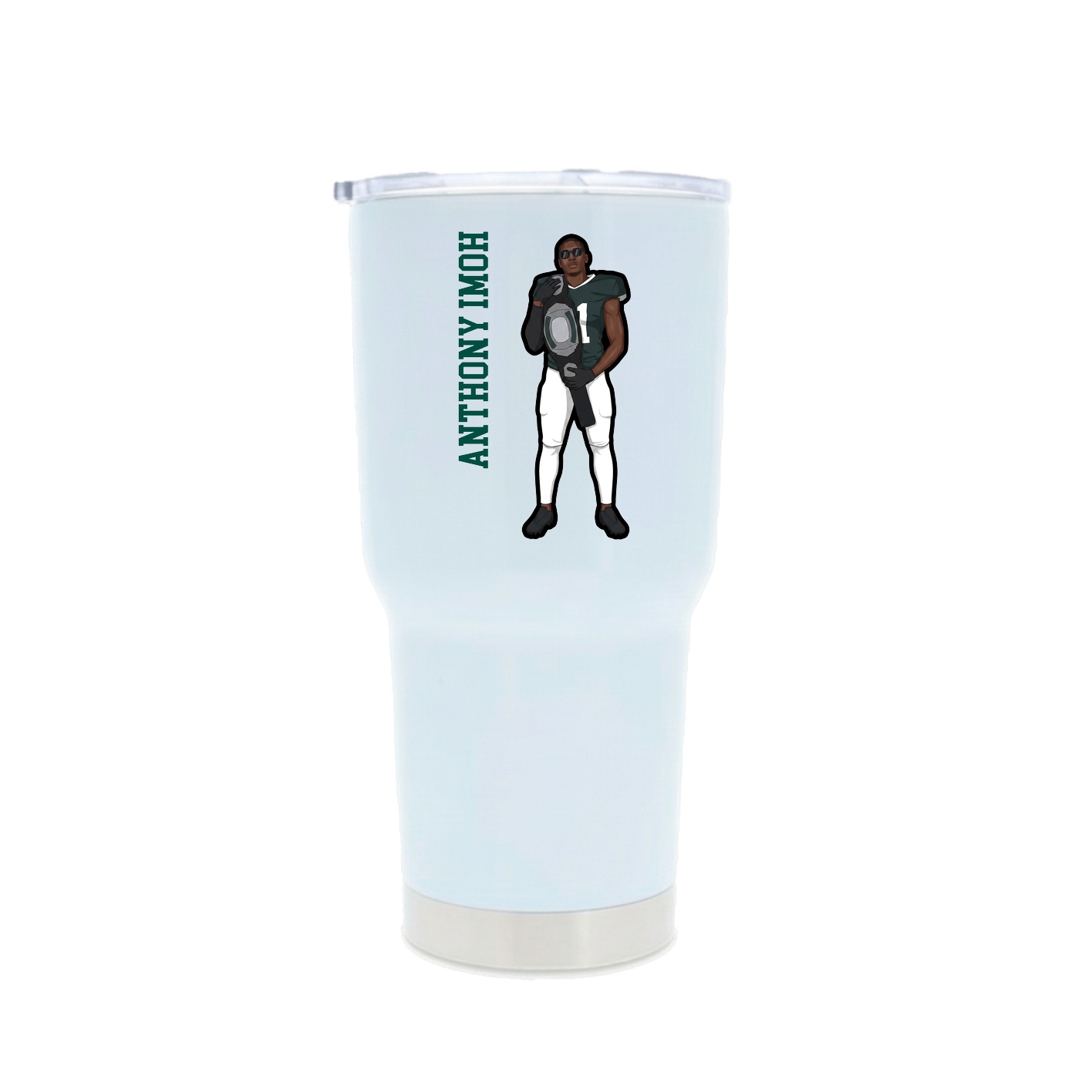 30oz Stainless Steel Tumbler — Name Vertical in White