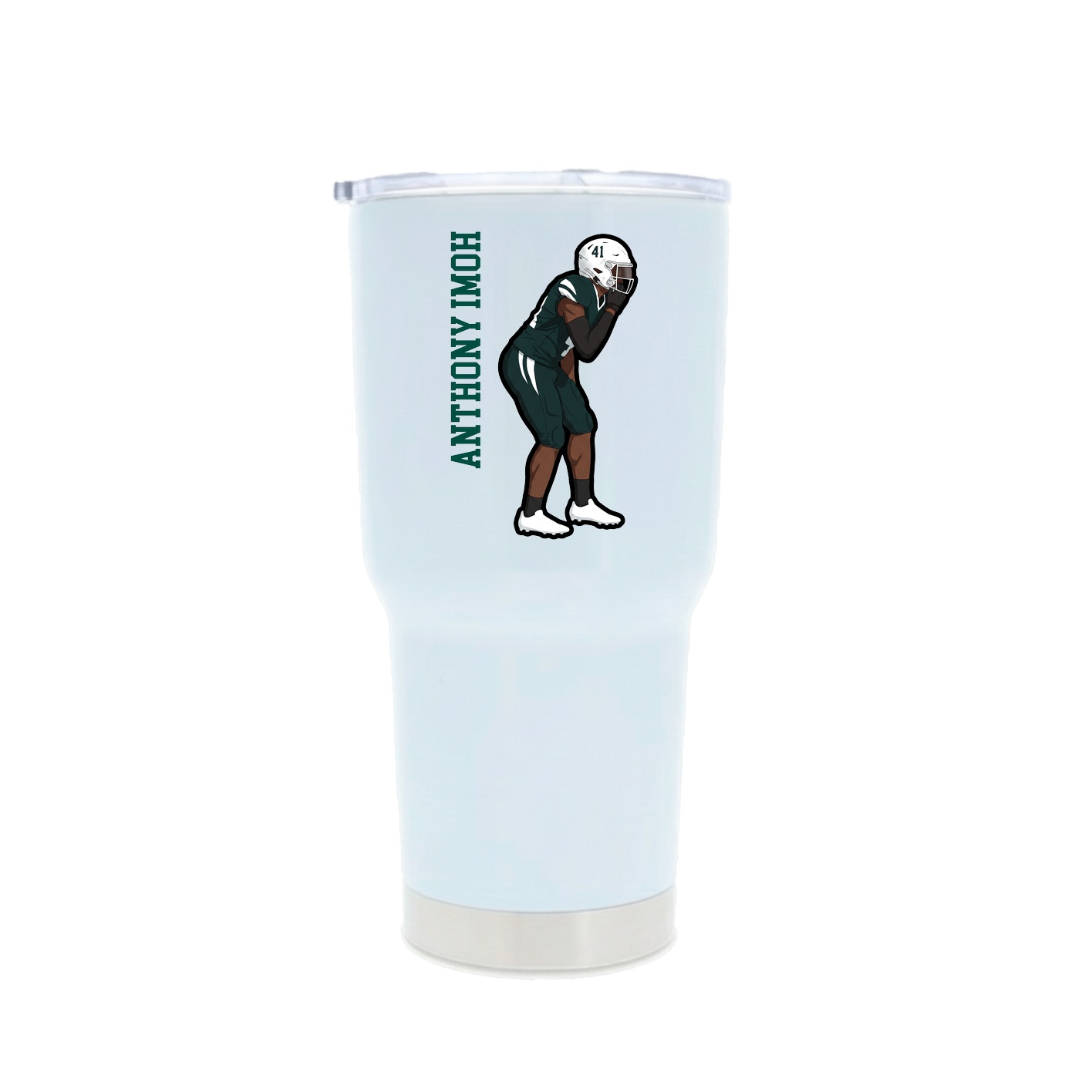 30oz Stainless Steel Tumbler — Name Vertical in White