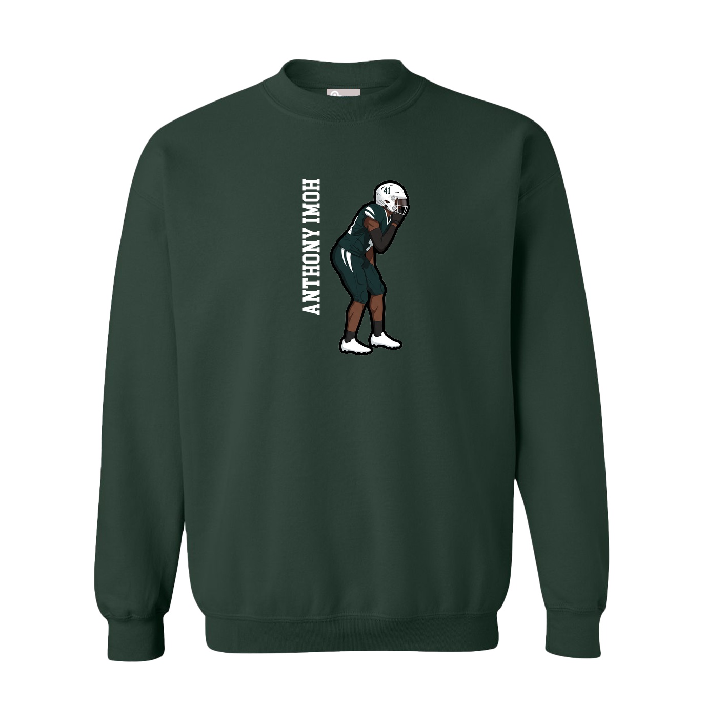 Fleece Crew — Name Vertical in Green