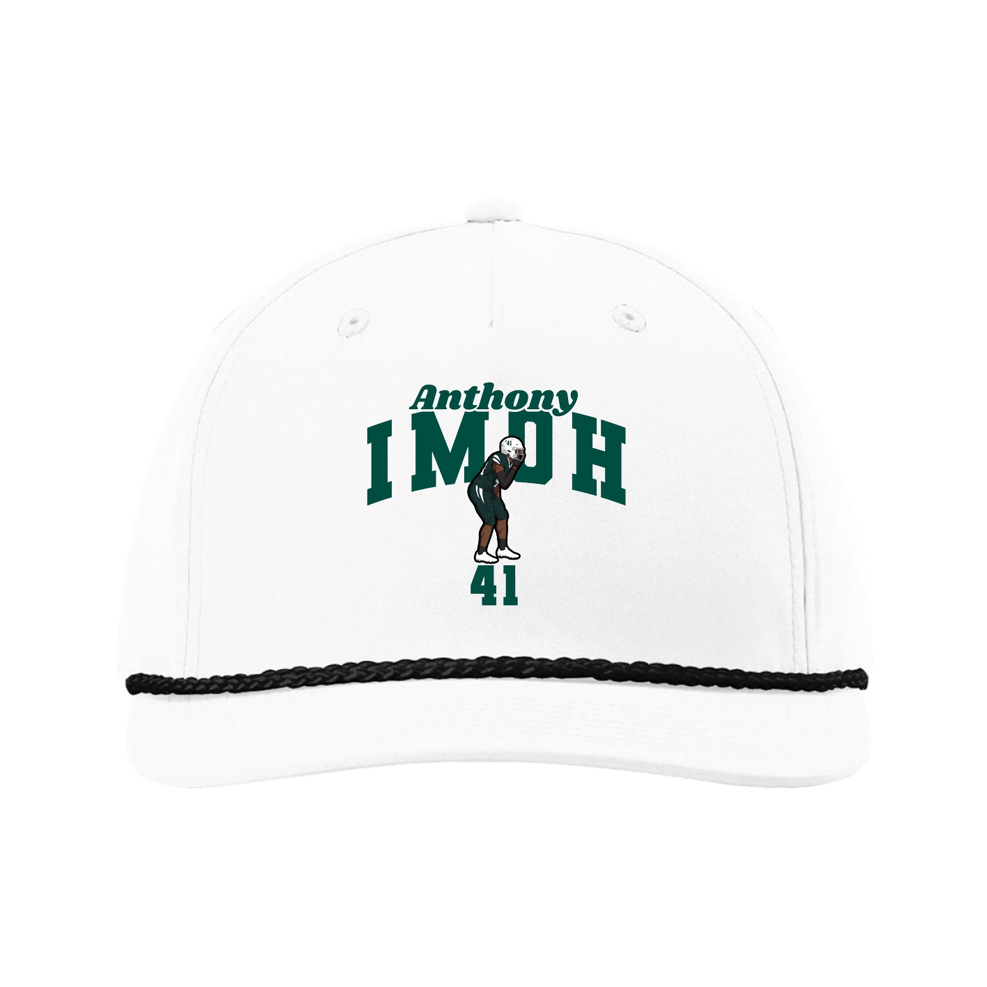 Five-Panel Classic Rope Cap — Signature Arch in White