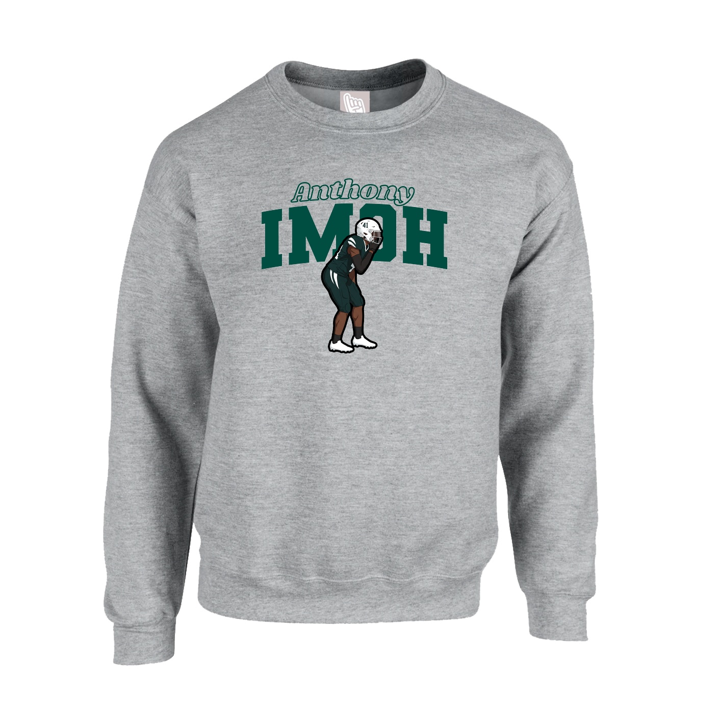 Fleece Crew — Name Arch in Grey