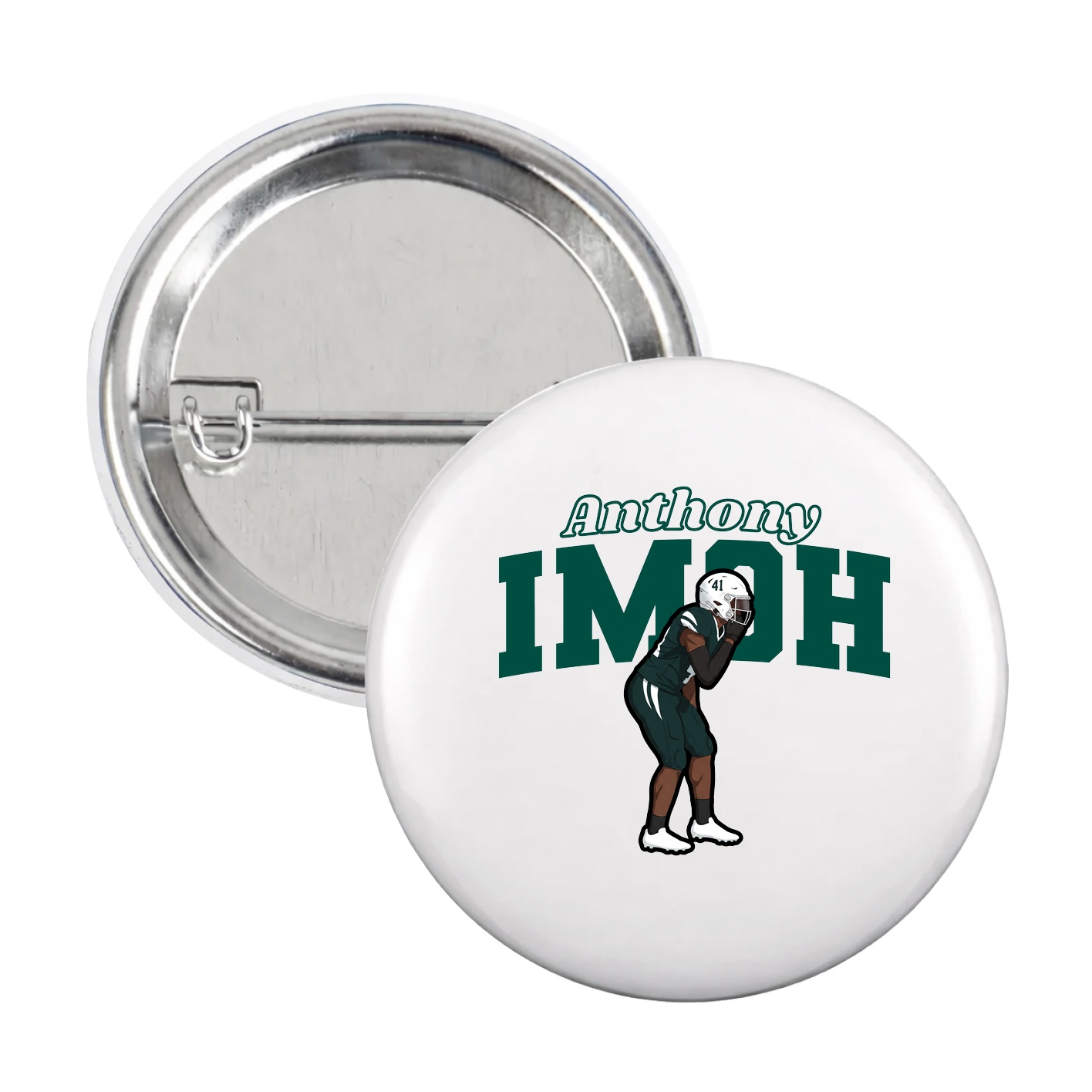 Game Day Button — Name Arch in White