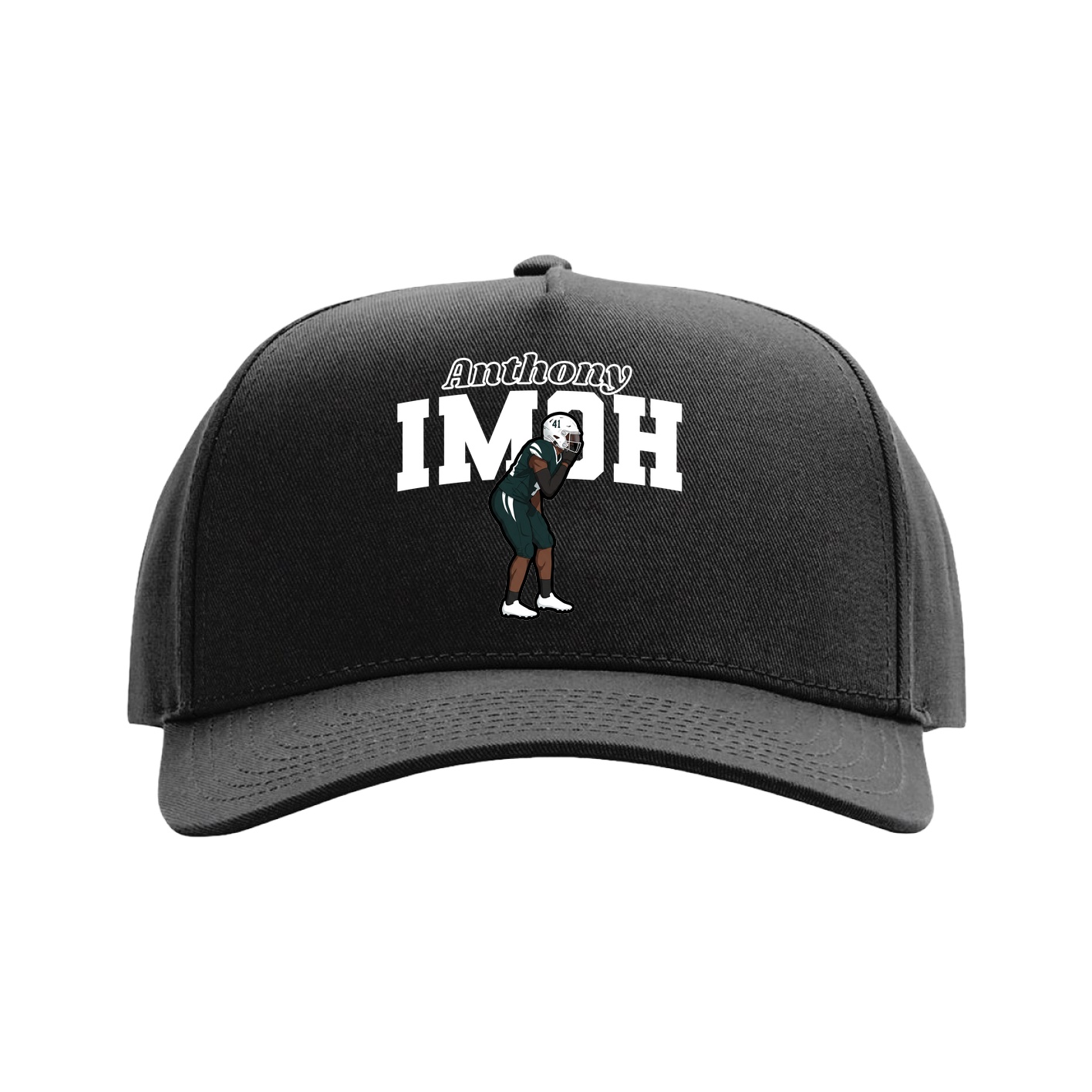 Full Fabric Five-Panel Champ Cap — Name Arch in Black