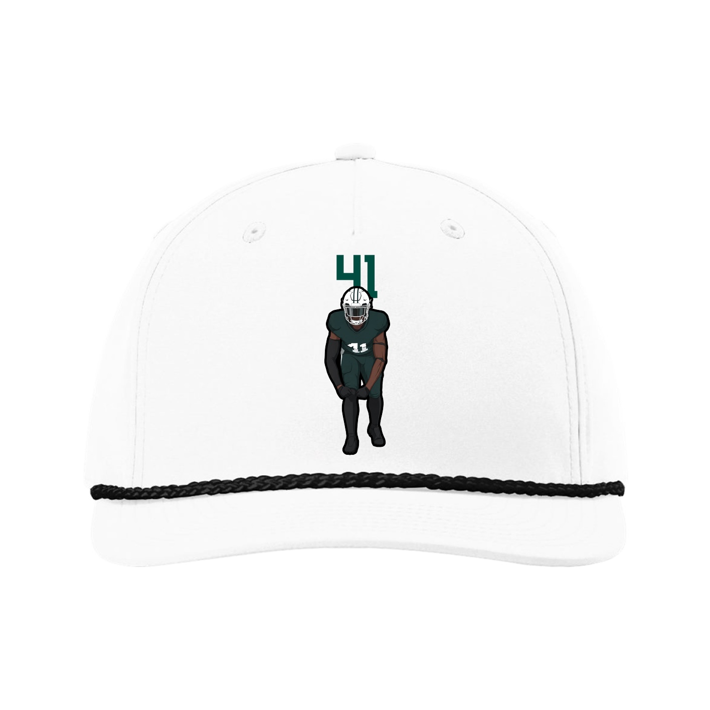 Five-Panel Classic Rope Cap — Number Top in White