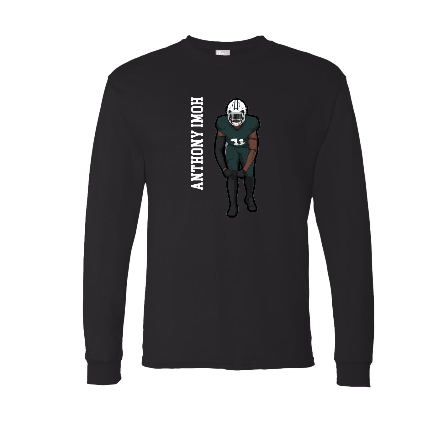 Long Sleeve Tee — Name Vertical in Black