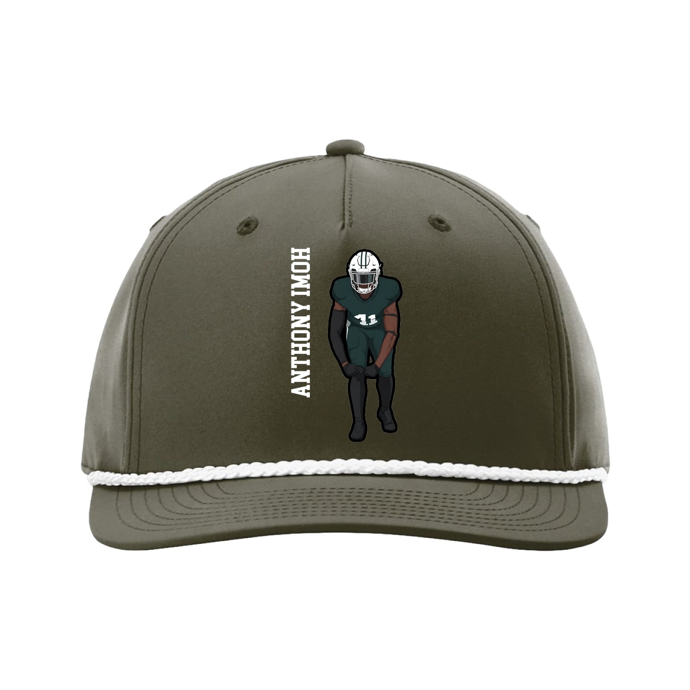 Five-Panel Classic Rope Cap — Name Vertical in Green