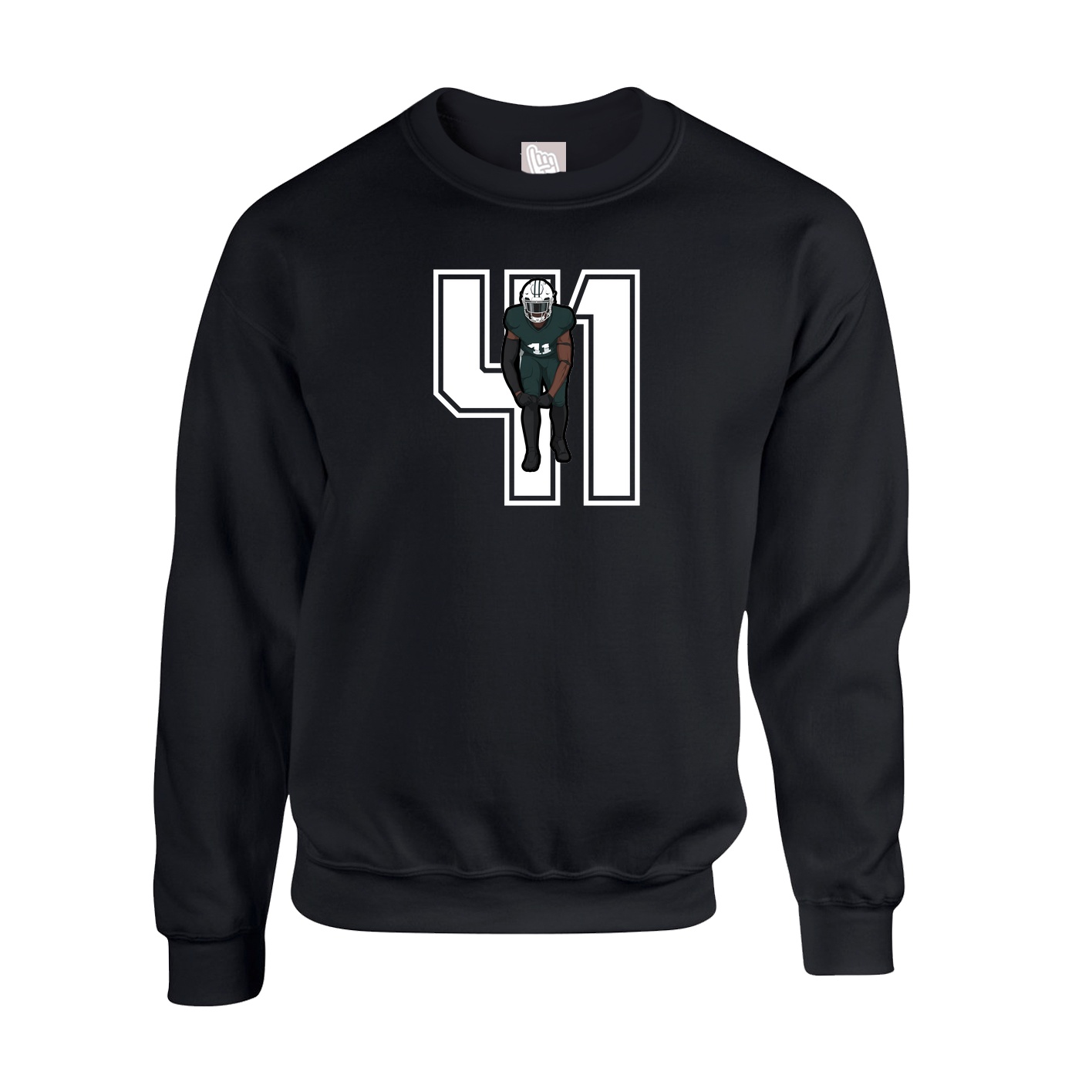 Fleece Crew — Number in Black