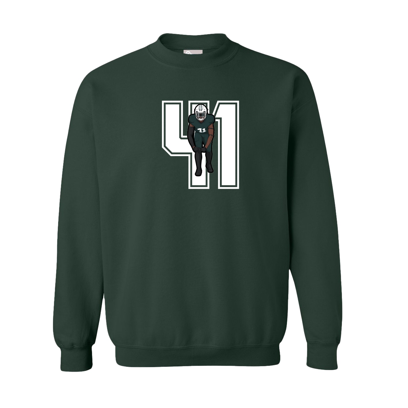 Fleece Crew — Number in Green