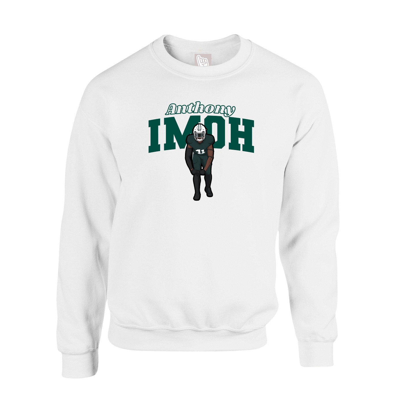 Fleece Crew — Name Arch in White