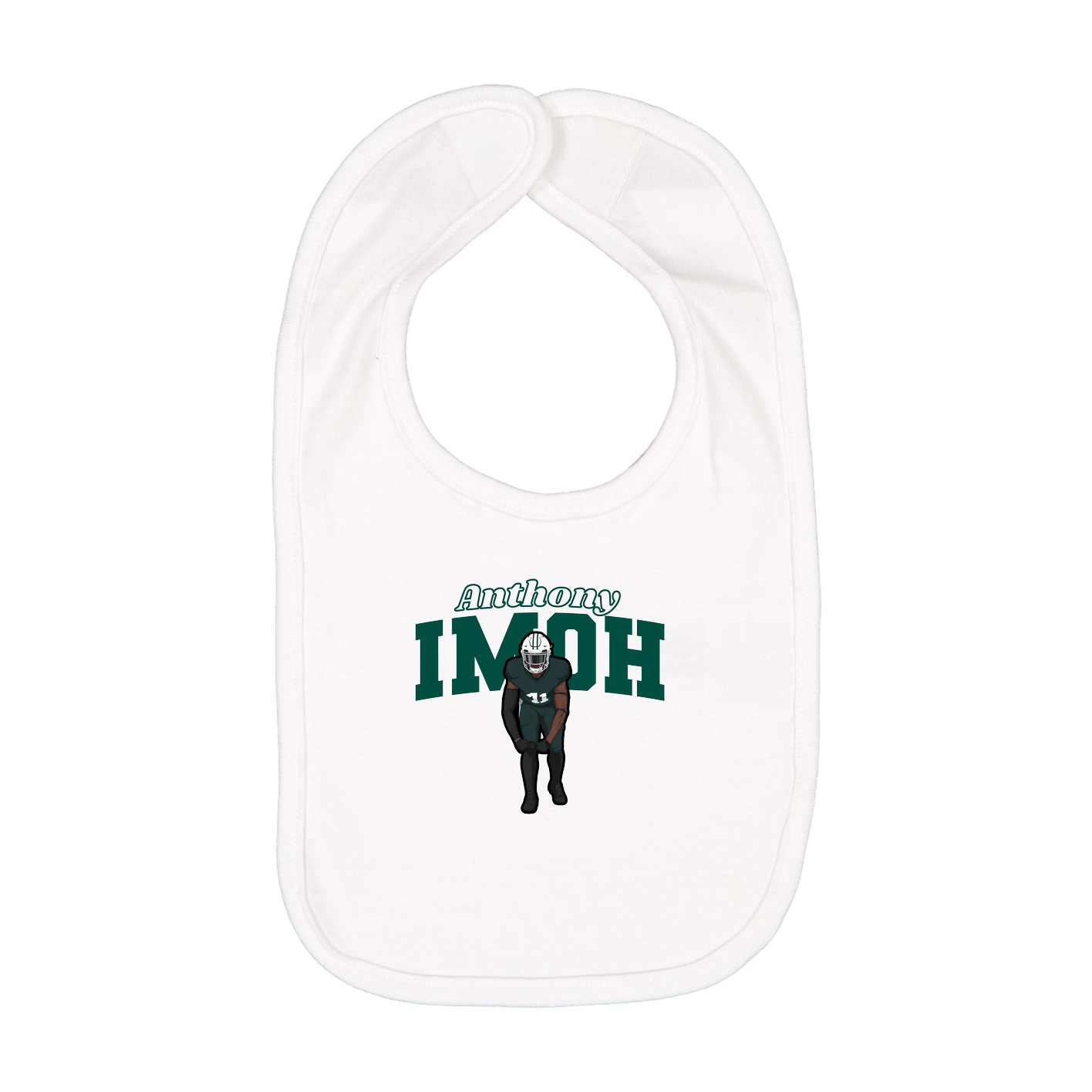 Infant Bib — Name Arch in White