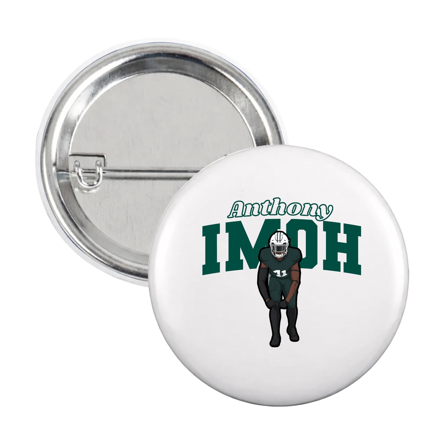 Game Day Button — Name Arch in White
