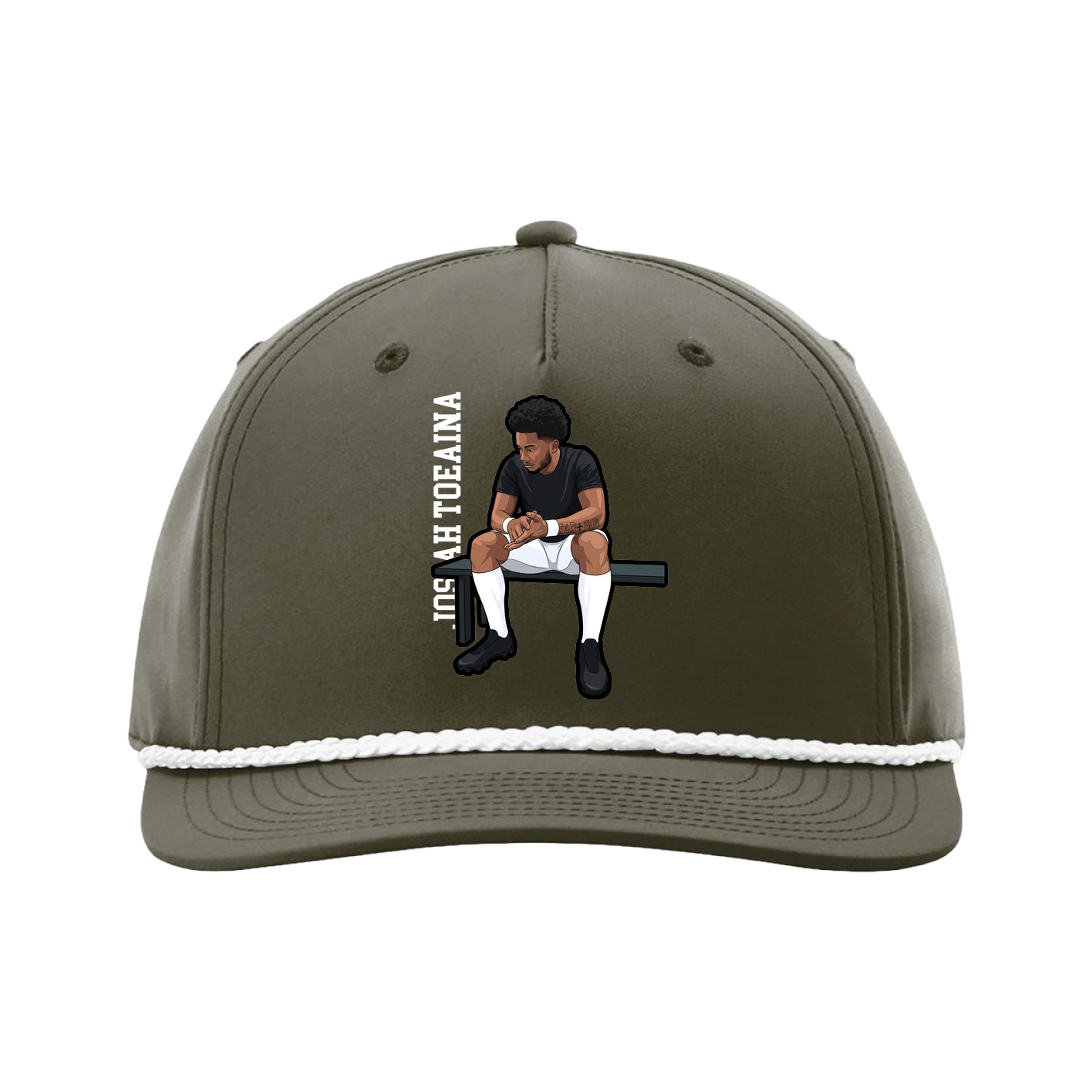 Five-Panel Classic Rope Cap — Name Vertical in Green