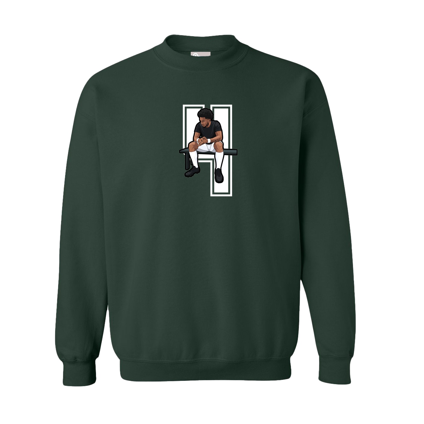 Fleece Crew — Number in Green
