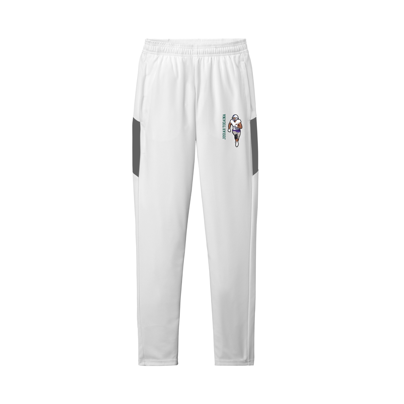 Team Travel Pant — Name Vertical in White/Grey