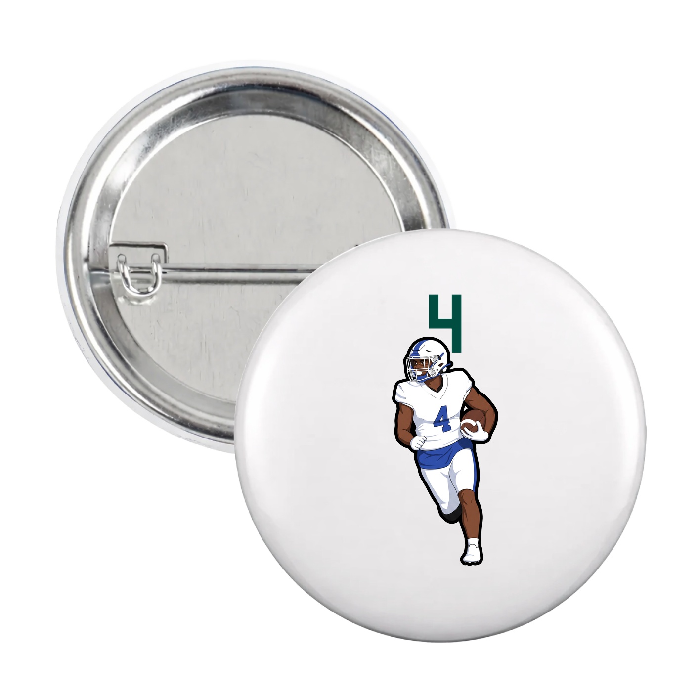 Game Day Button — Number Top in White