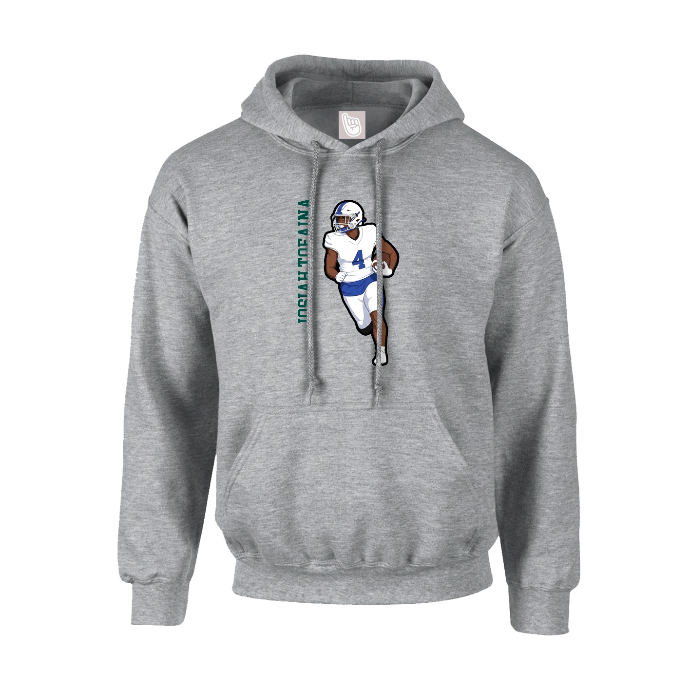 Hoodie — Name Vertical in Grey