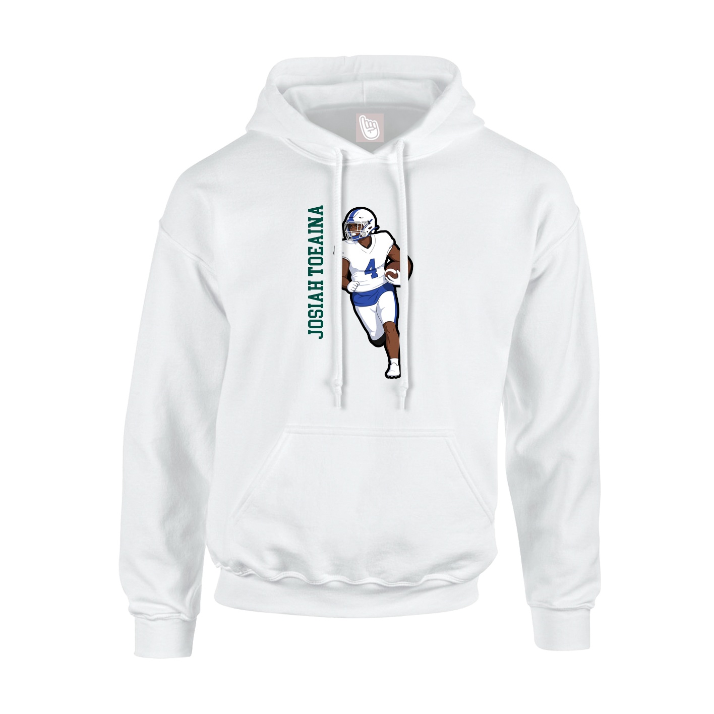 Youth Hoodie — Name Vertical in White