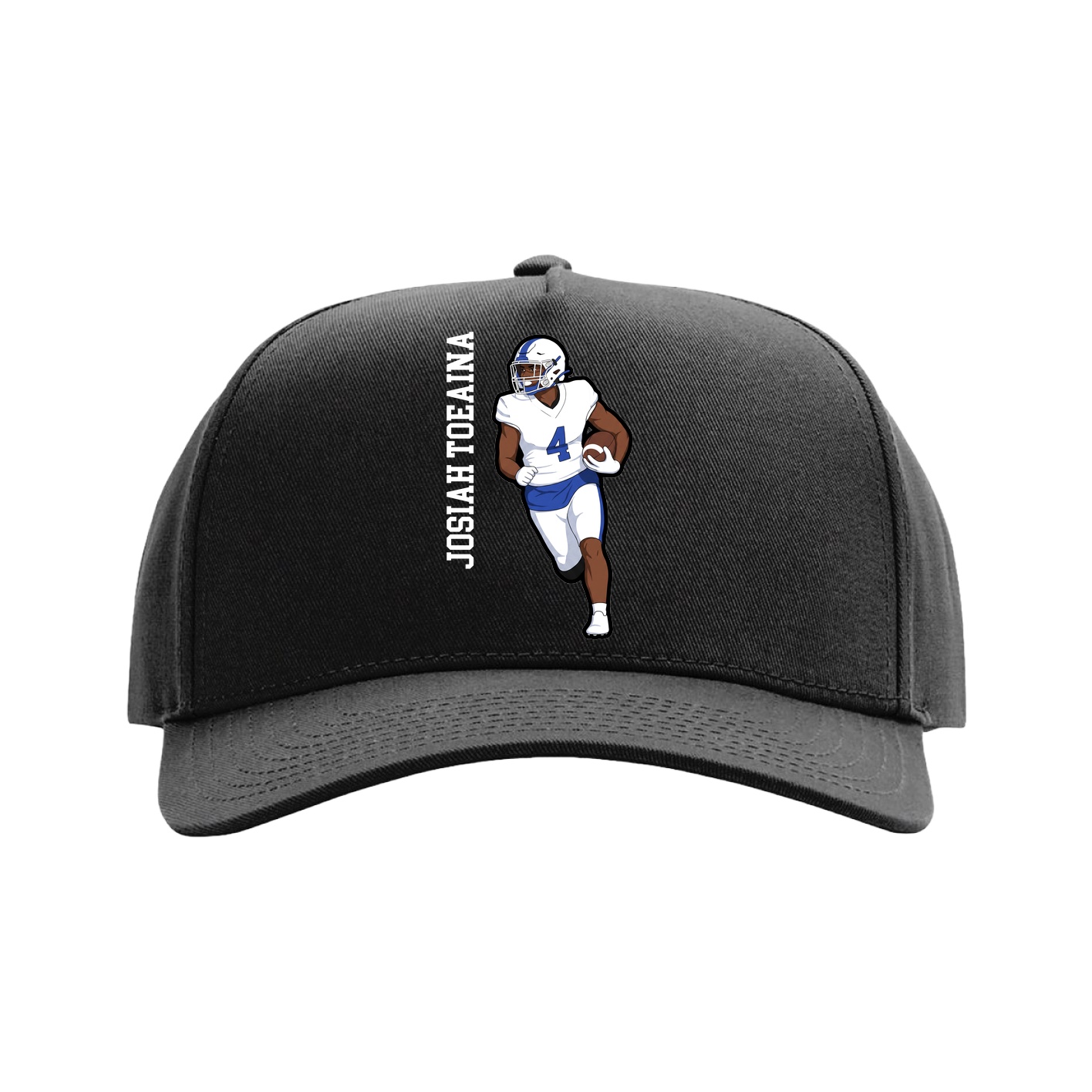 Full Fabric Five-Panel Champ Cap — Name Vertical in Black
