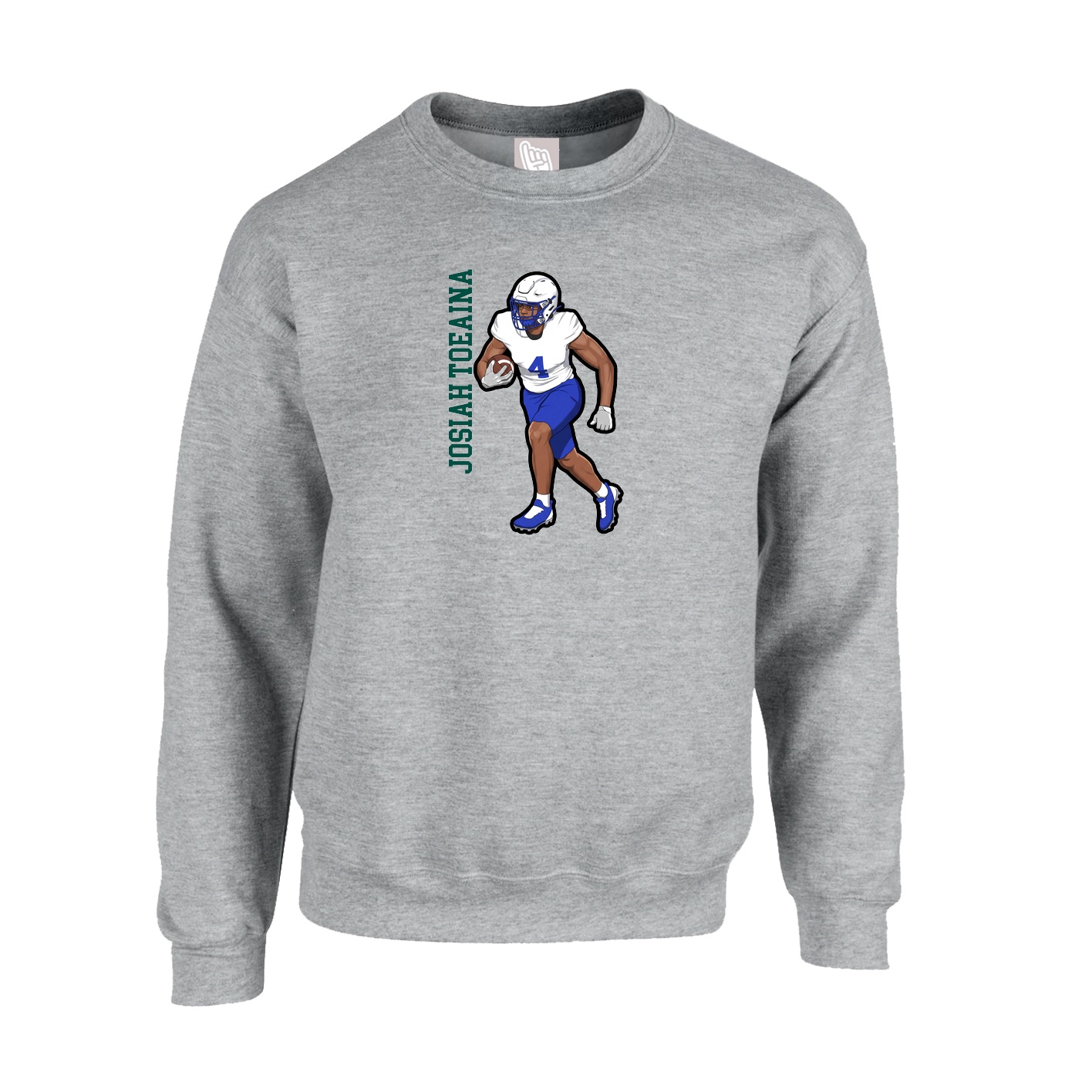 Fleece Crew — Name Vertical in Grey