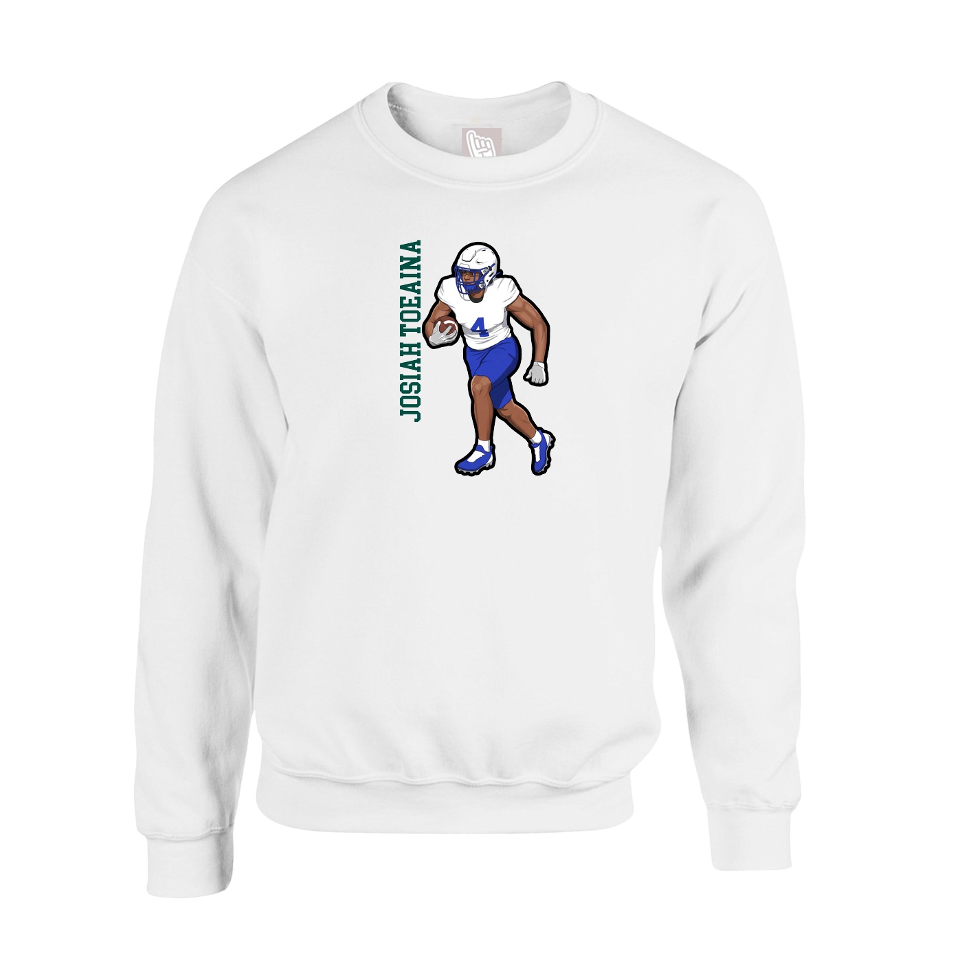 Fleece Crew — Name Vertical in White