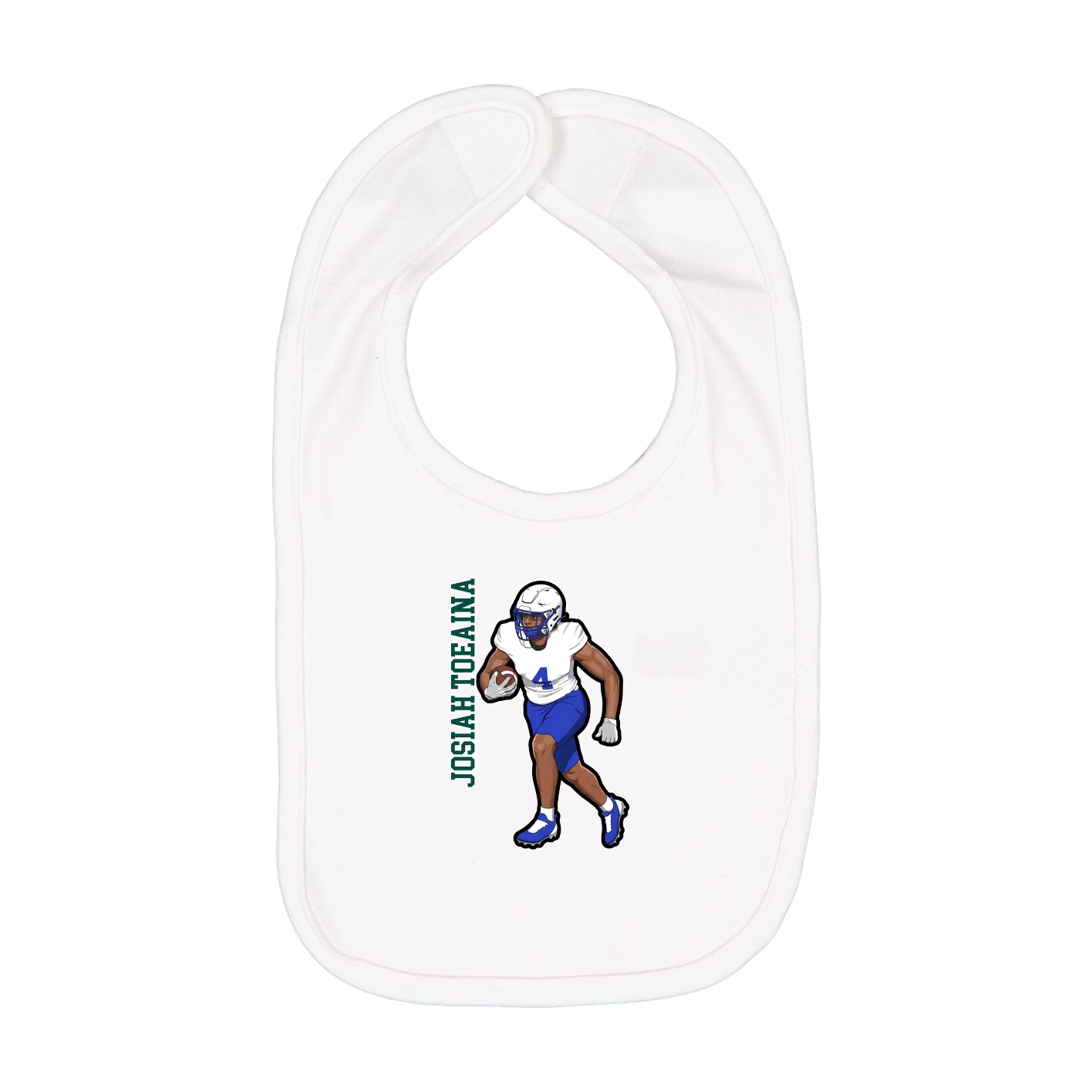 Infant Bib — Name Vertical in White