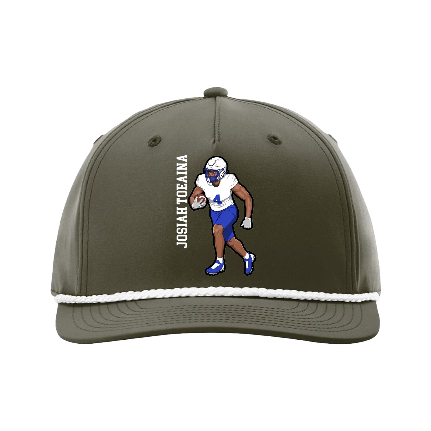 Five-Panel Classic Rope Cap — Name Vertical in Green