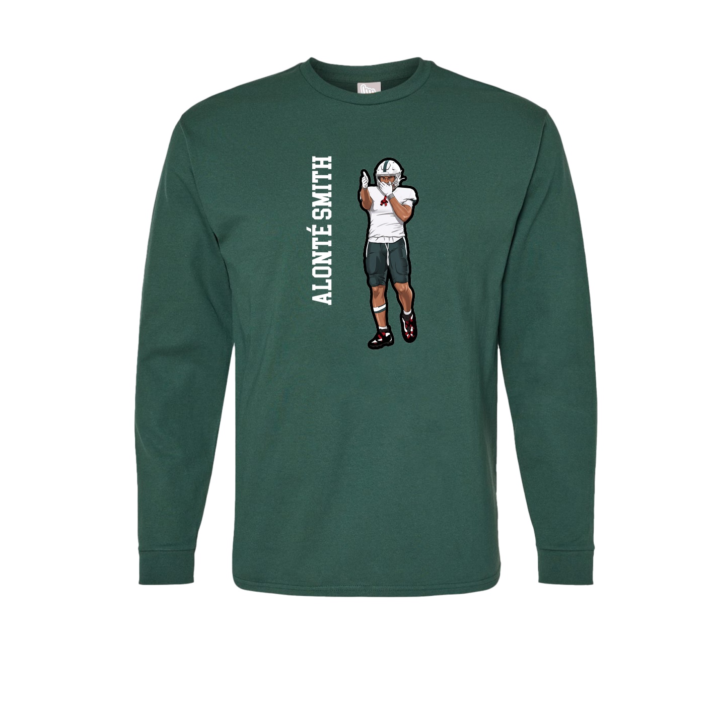 Long Sleeve Tee — Name Vertical in Green