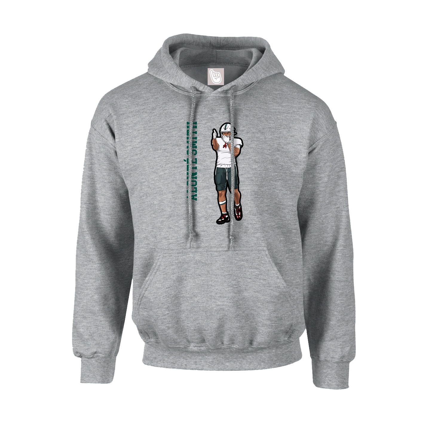 Hoodie — Name Vertical in Grey