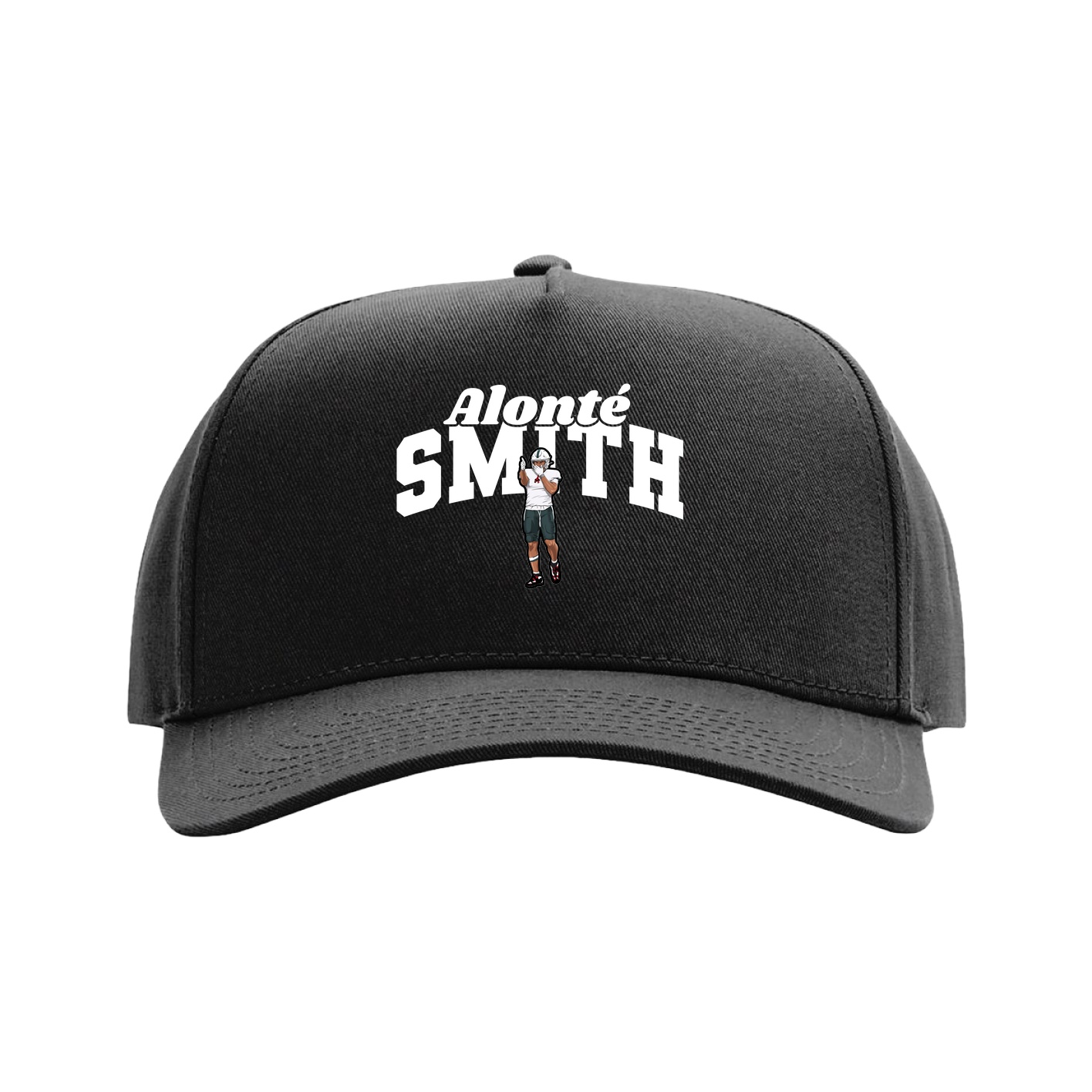 Full Fabric Five-Panel Champ Cap — Signature Arch in Black