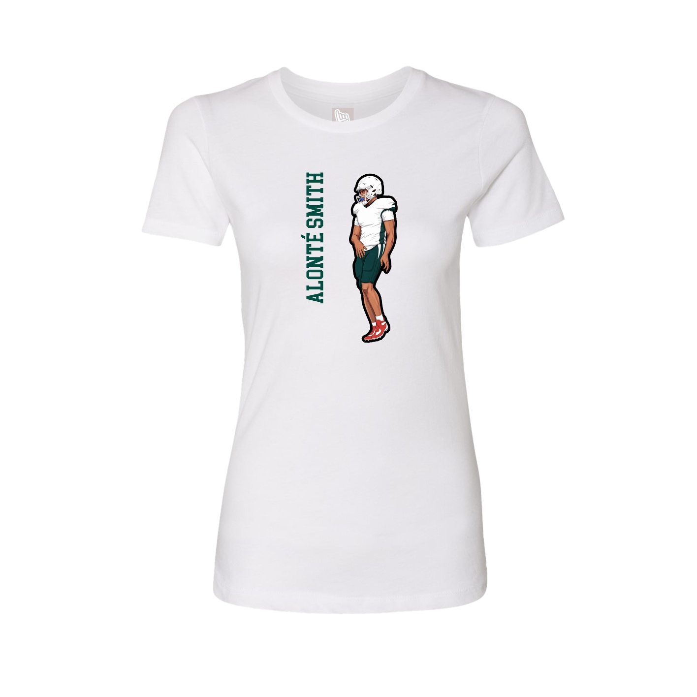 Fitted Women's Tee — Name Vertical in White