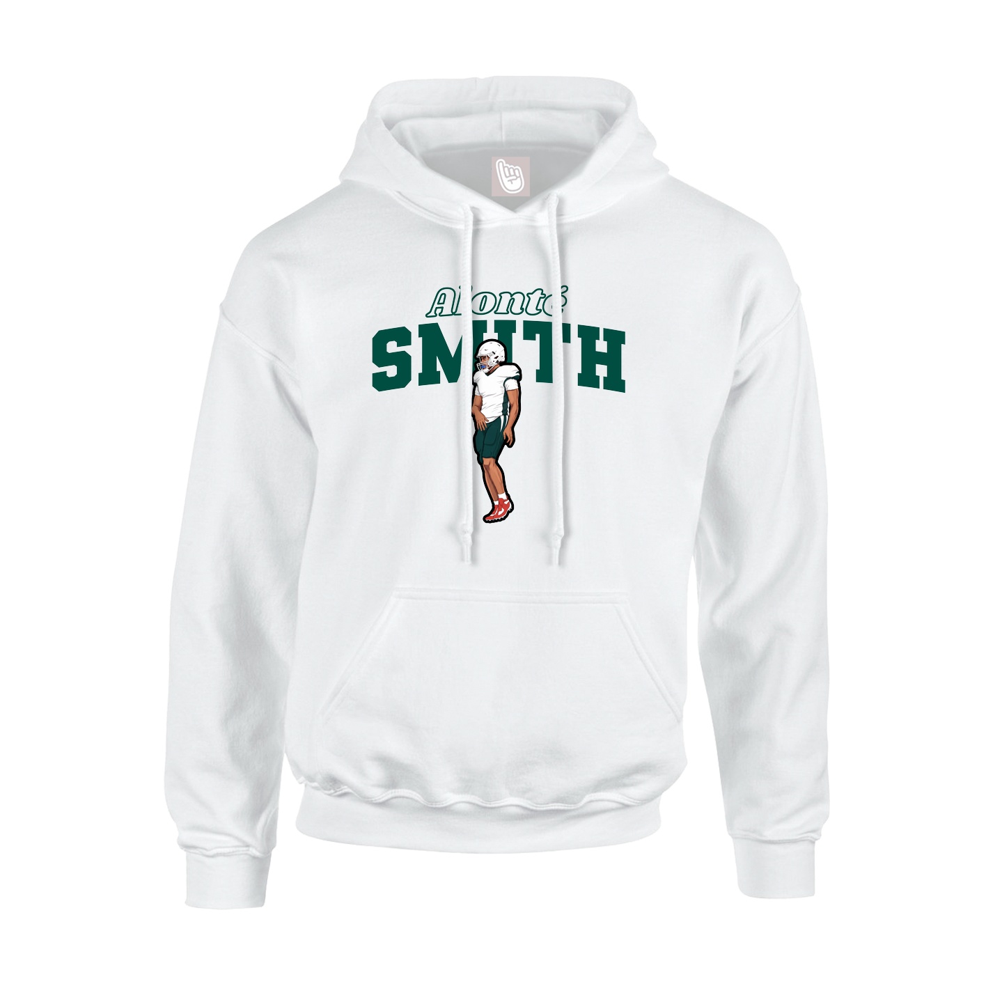 Youth Hoodie — Name Arch in White