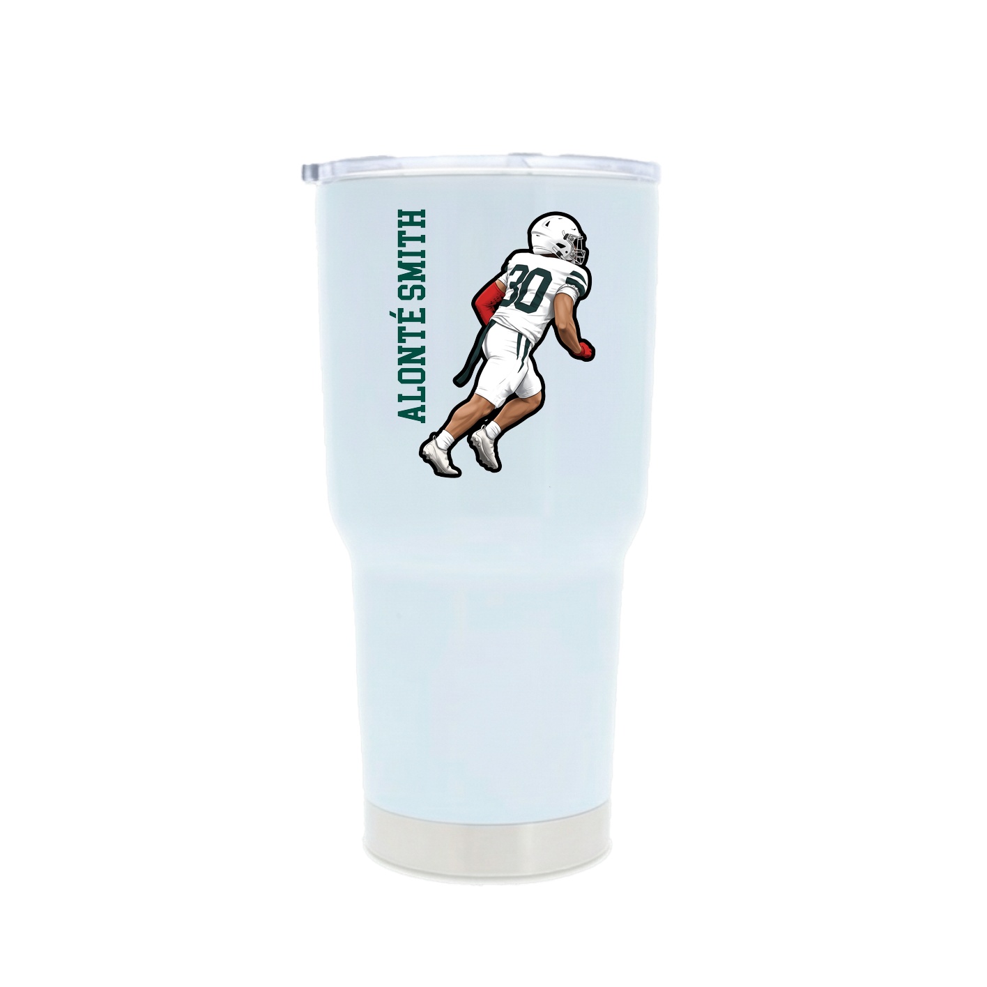 30oz Stainless Steel Tumbler — Name Vertical in White