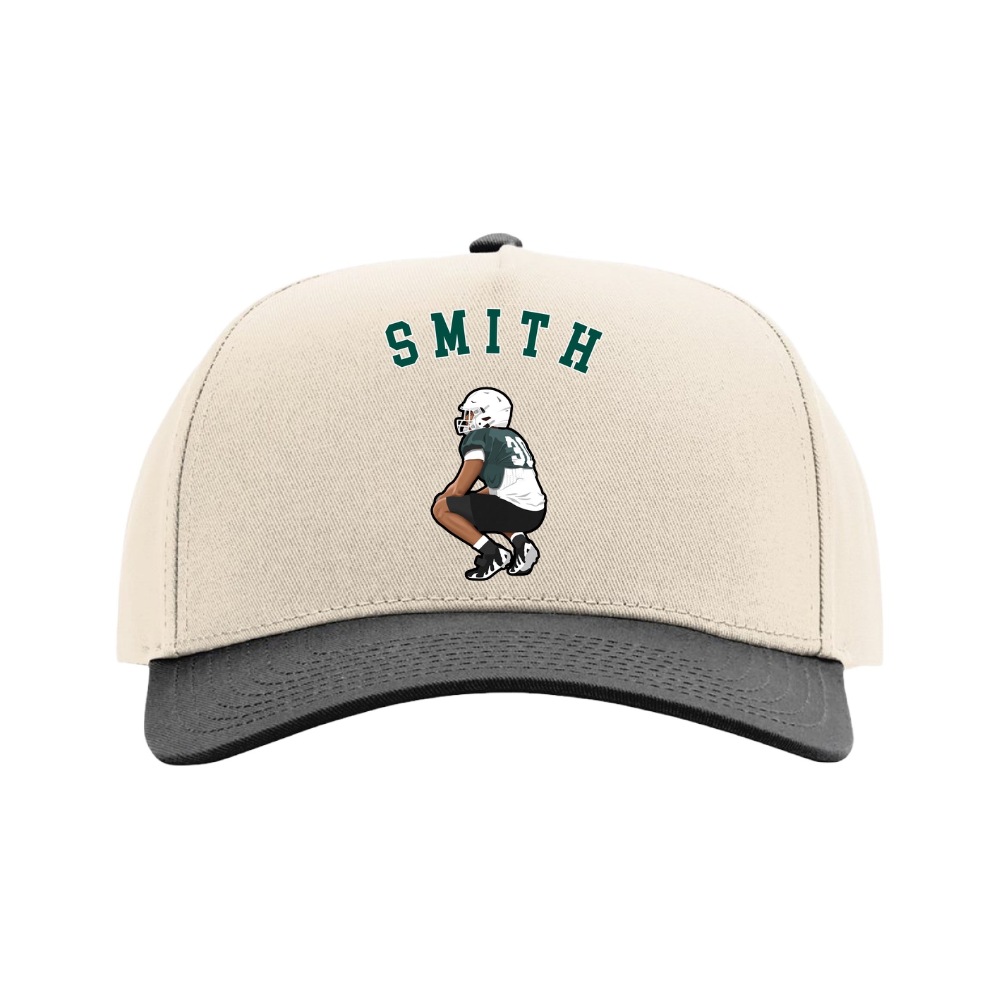 Full Fabric Five-Panel Champ Cap — Shirsey Arch in Cream/Black