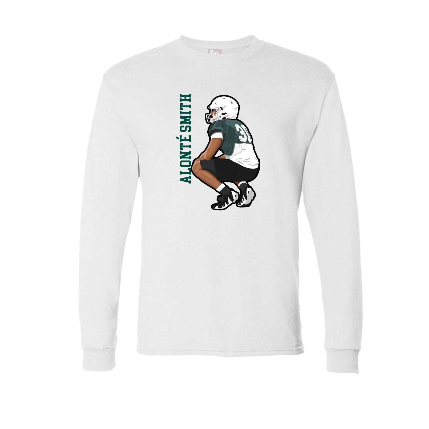 Long Sleeve Tee — Name Vertical in White