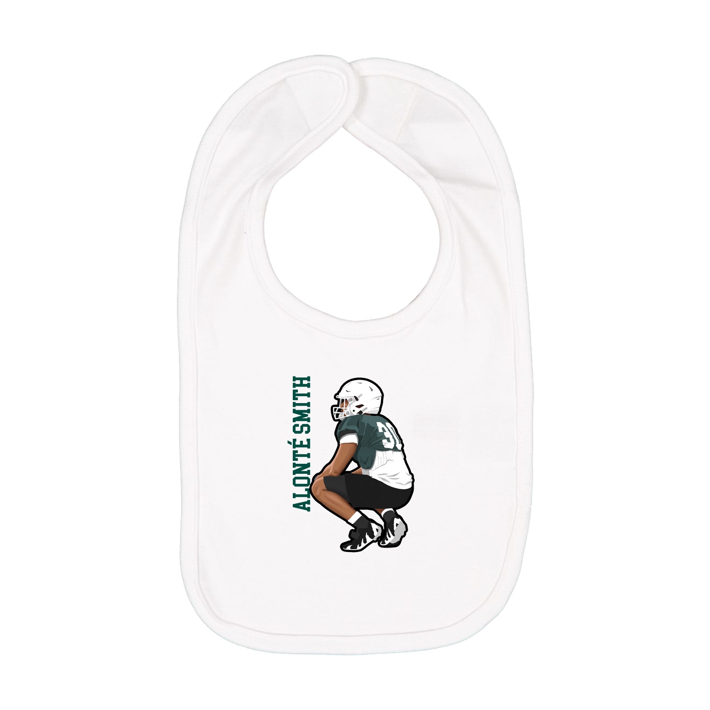 Infant Bib — Name Vertical in White