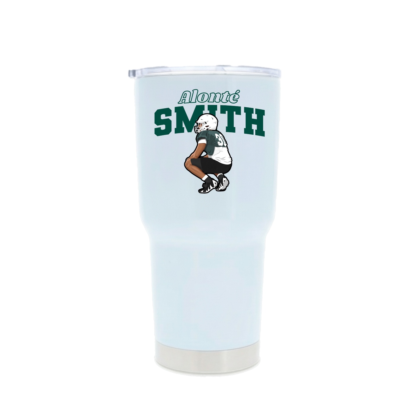 30oz Stainless Steel Tumbler — Name Arch in White
