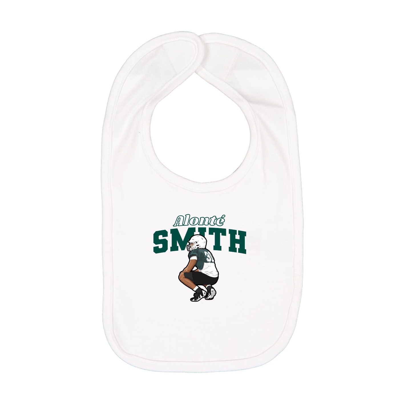 Infant Bib — Name Arch in White