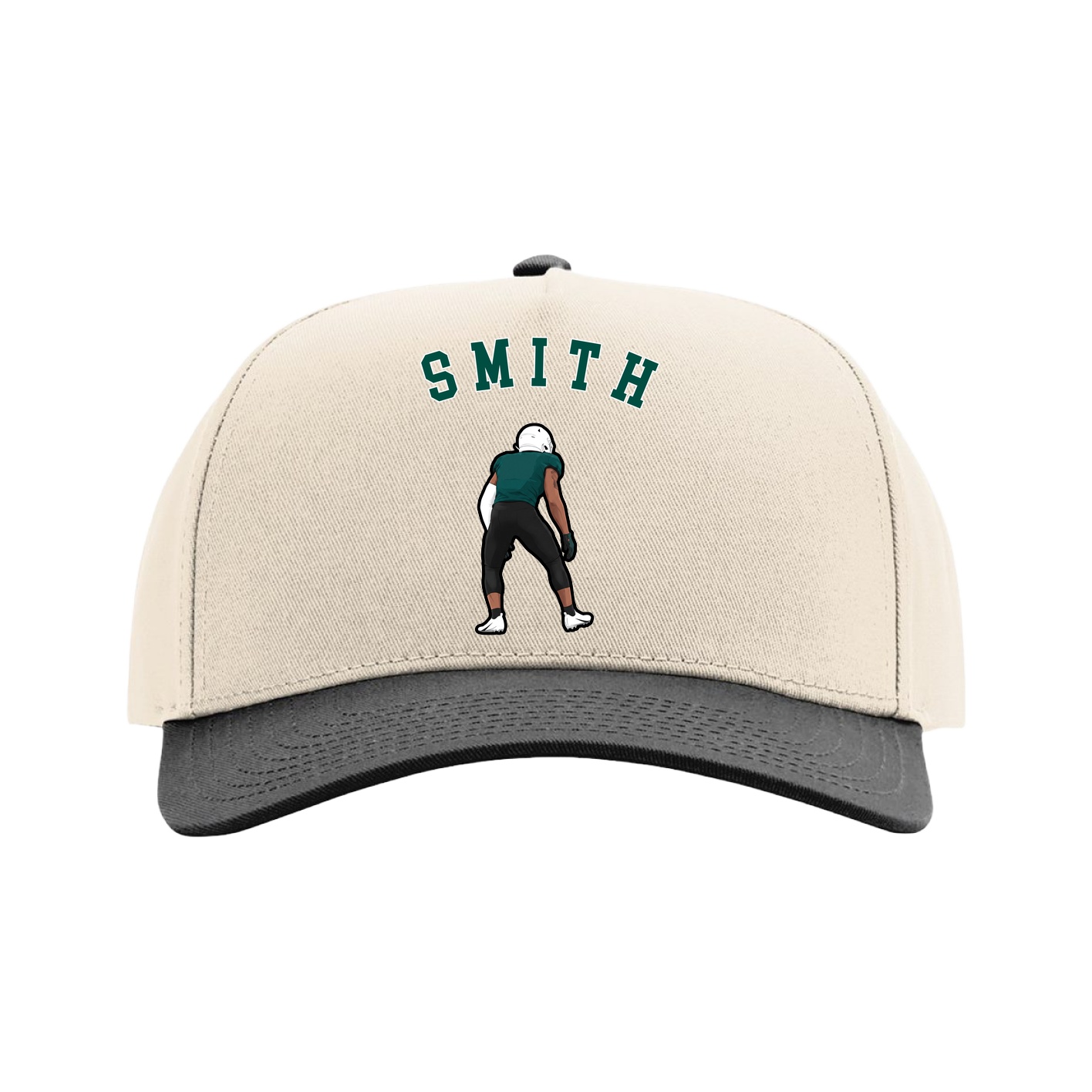 Full Fabric Five-Panel Champ Cap — Shirsey Arch in Cream/Black