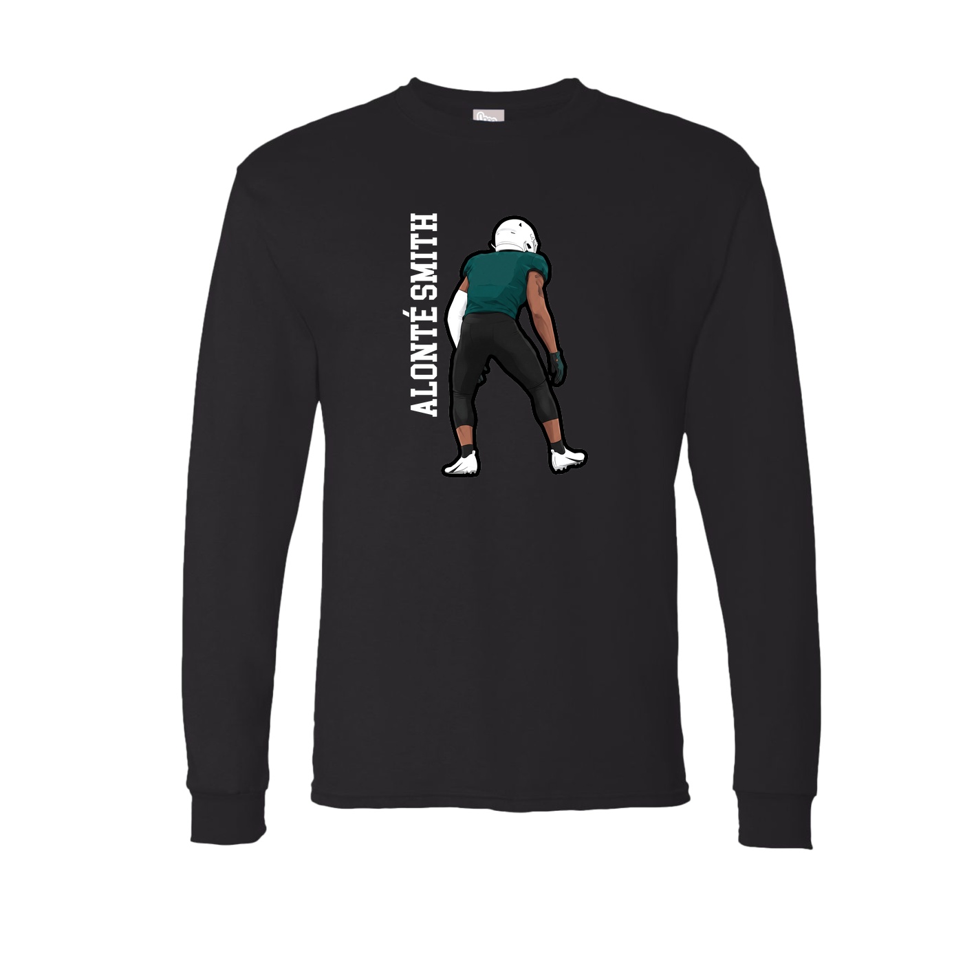 Long Sleeve Tee — Name Vertical in Black