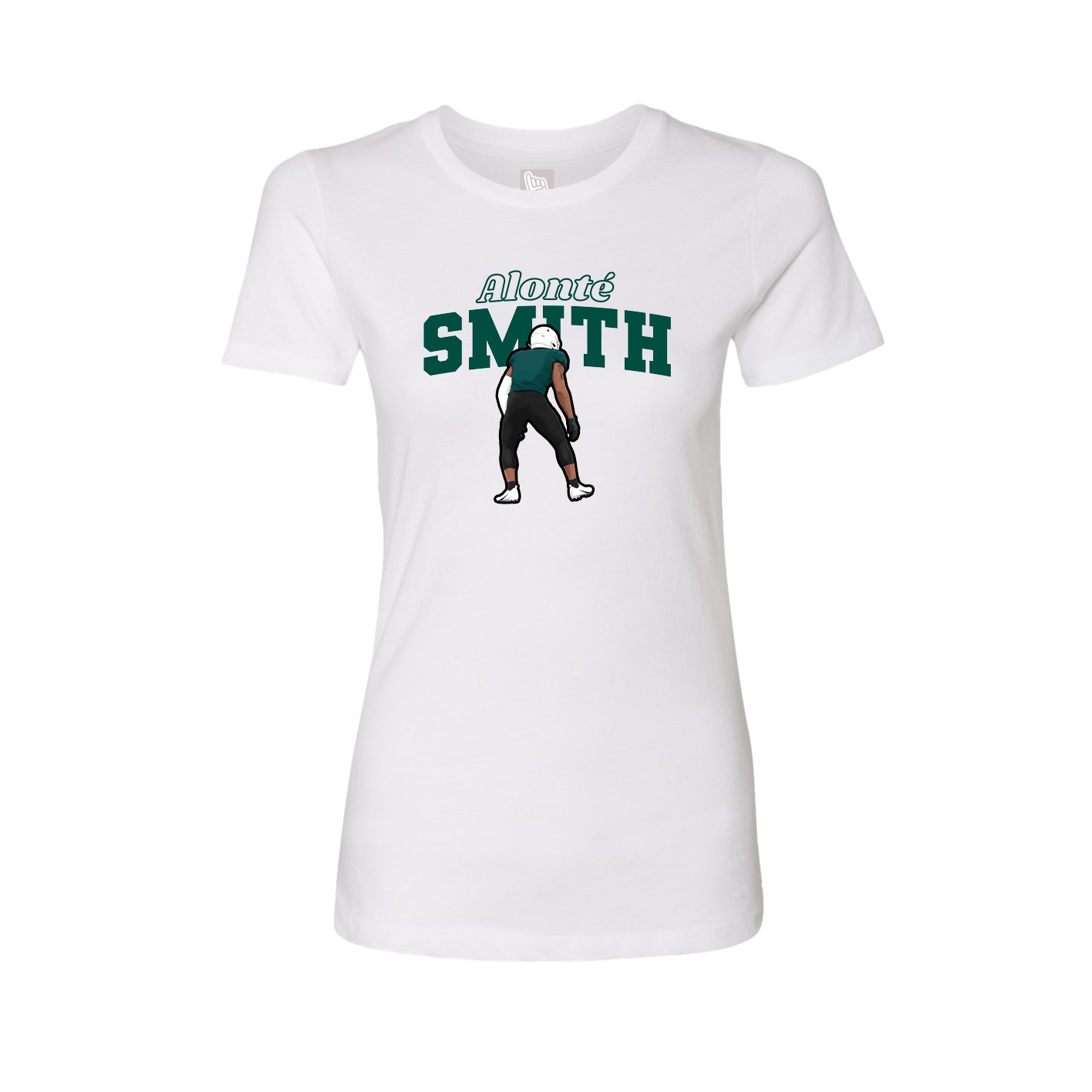Womens Tee — Name Arch in White